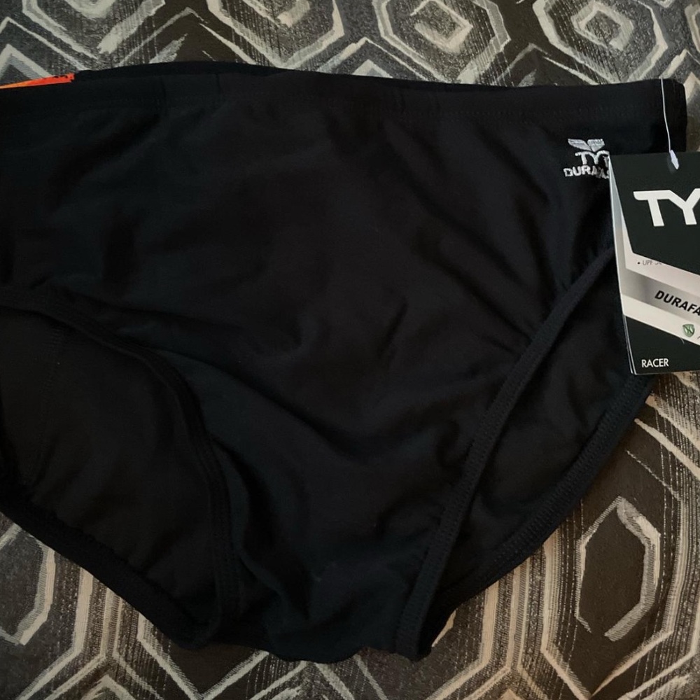 NWT TYR Durafast Elite Black Racer Swim Briefs Size 36